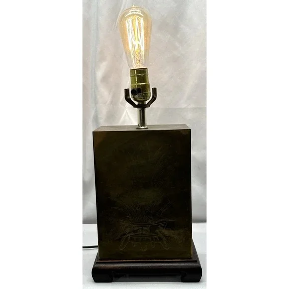 Murray Feiss Brass Etched Asian Style Table Lamp- Tested & Working